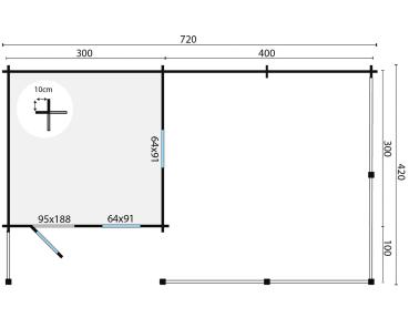 Gartenhaus Ragna 720x420 cm